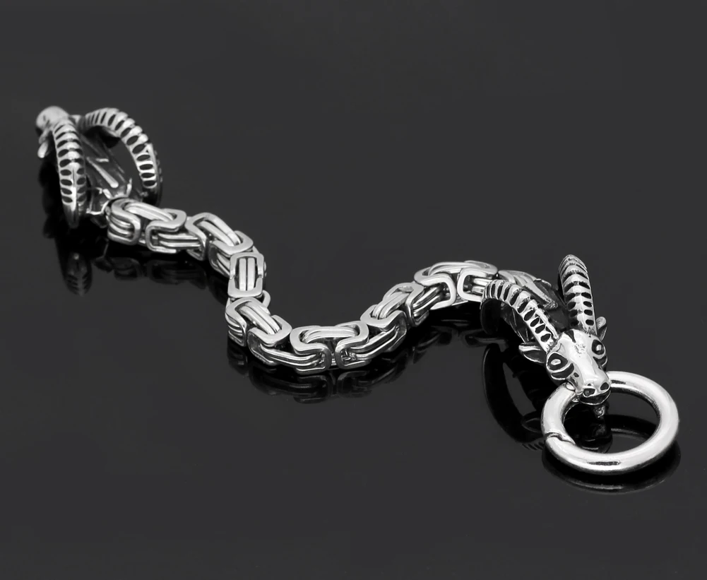Норвежский викинг Тор козья Руна king chain браслет-амулет для мужчин из нержавеющей стали 17-25 см