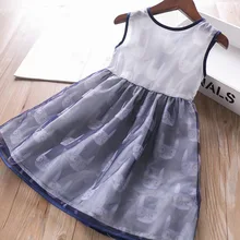 Весеннее платье-жилет с принтом кота для маленьких девочек, детская одежда