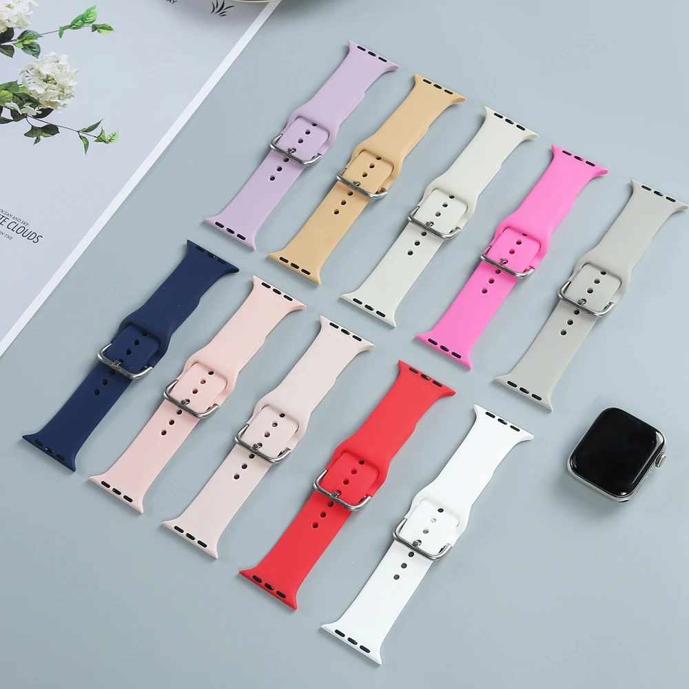 

Soft Silicone Sport Band For Apple Watch Series 5 4 3 2 1 42mm 38mm 40mm 44mm Bracelet Strap For iWatch watchband Accessories