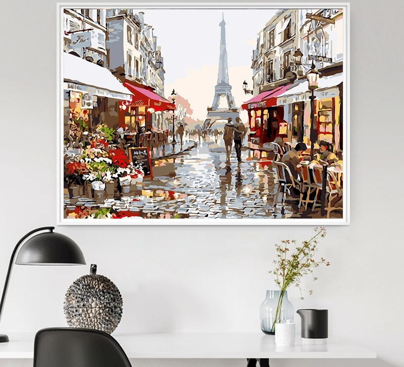 Eiffel Tower Balala DIY Современная пейзажная живопись по номерам настенные художественные плакаты картины для декора гостиной без рамы холст - Цвет: Eiffel Tower