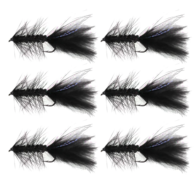 ICERIO 6PCS Wooly Bugger Streamers Fishing Fly Lures Olive Red Black