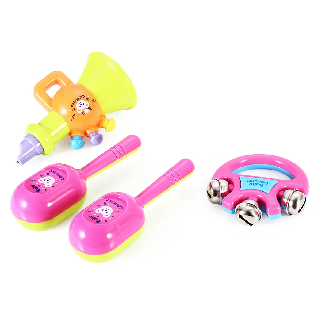 5 Pieces Drum Drumsticks Maracas Rattles Trumpet Kids/Baby Developmental Musical Instrument Toy Playset