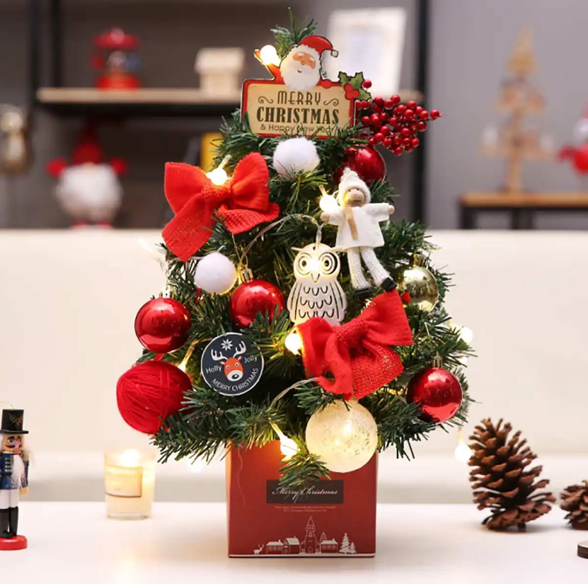 

45cm LED Lights Christmas Tree Mall Hotel Counter Desktop Decoration Mini Christmas Tree For Home Christmas Decorstion