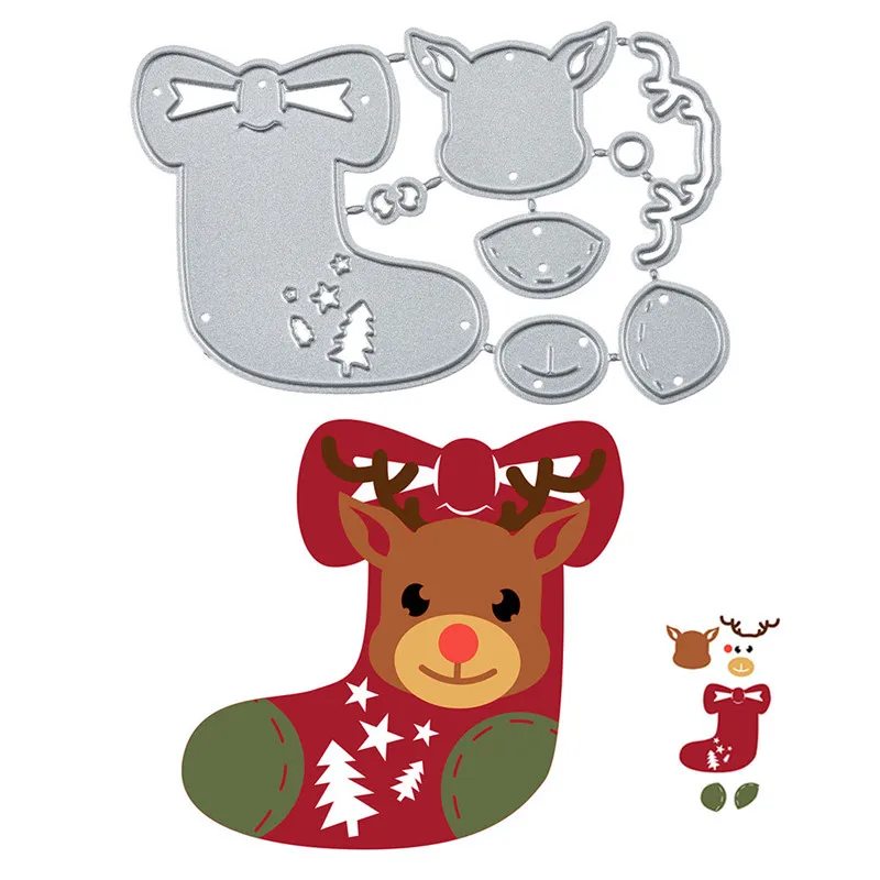 

YaMinSanNiO Christmas Socks Dies Xmas Deer Metal Cutting Dies for Card Making Scrapbooking Embossing Cuts Stencil Craft New 2019