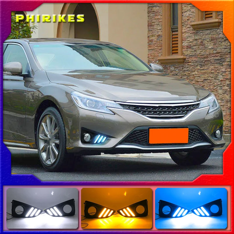 

1Pair DRL For Toyota MARK X REIZ 2013-2018 LED DRL Daytime Running Light With Turn Signal Fog Lamp