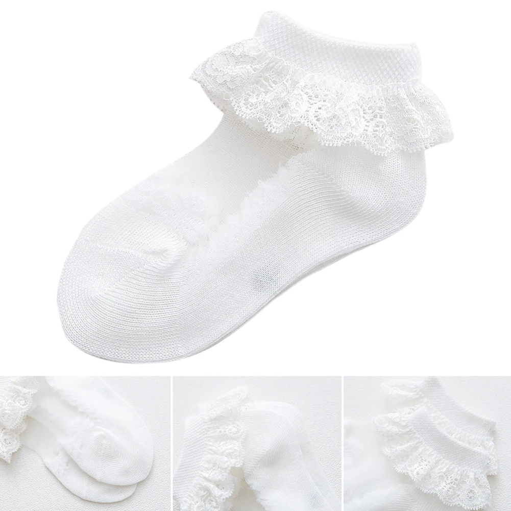 1 Pair Cute Tutu Princess Kids Lace Gauze Short Newborn Baby Girls Ruffle Frilly Summer Breathable Toddler Bow Ankle Socks