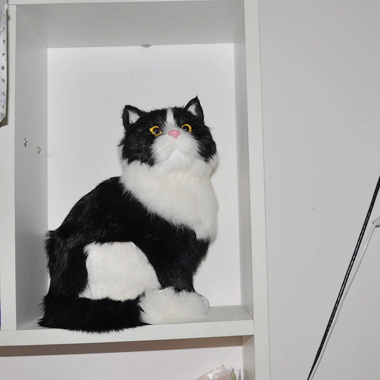 Большой 26x20 см, Реалистичная Игрушка Черный suqatting кошка полиэтилена и мех Кот Твердый образцовое изделие кустарного промысла домашняя декорация Рождественский подарок b1758