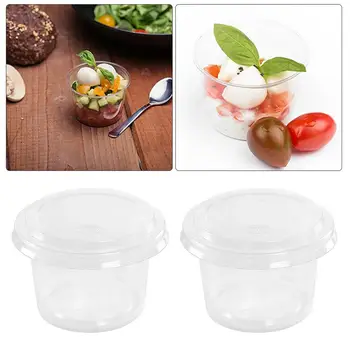 

100pcs 30ml/120ml Disposable Portion Cups Condiment Cup with Cover for Sauce Yogurt Jelly Pudding Baking Kitchen Accessories