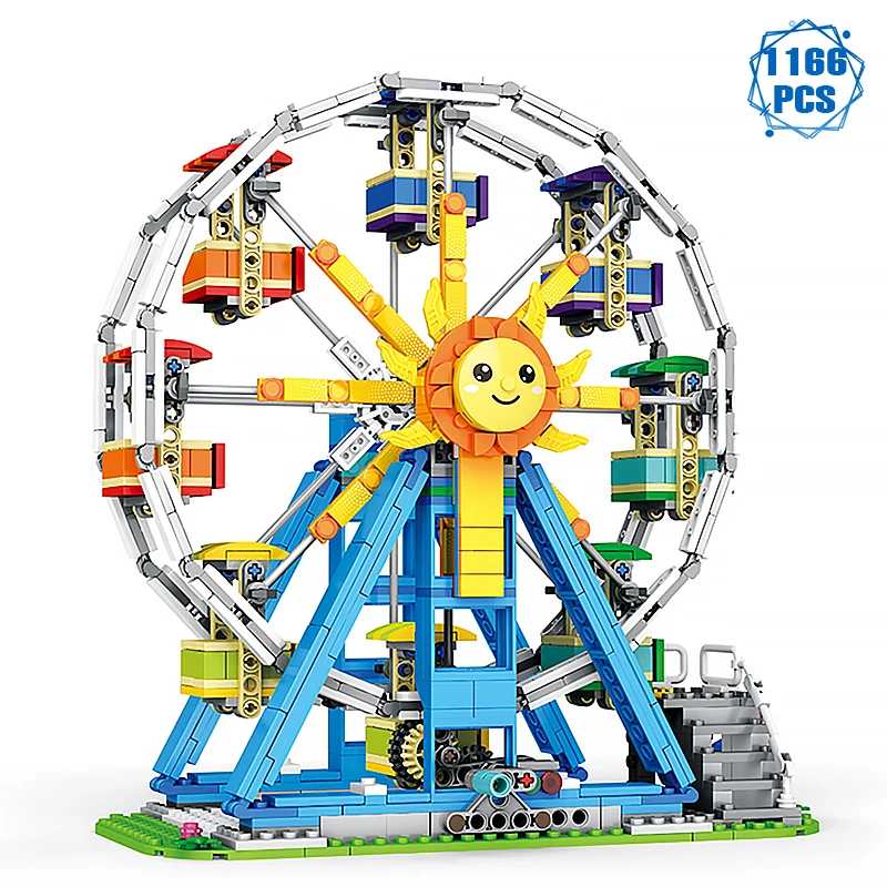Technical Ideas Ferris Wheel Building Blocks Diy Moc Amusement Park Model Bricks Assembly Toys Christmas Gifts for Children | Игрушки и