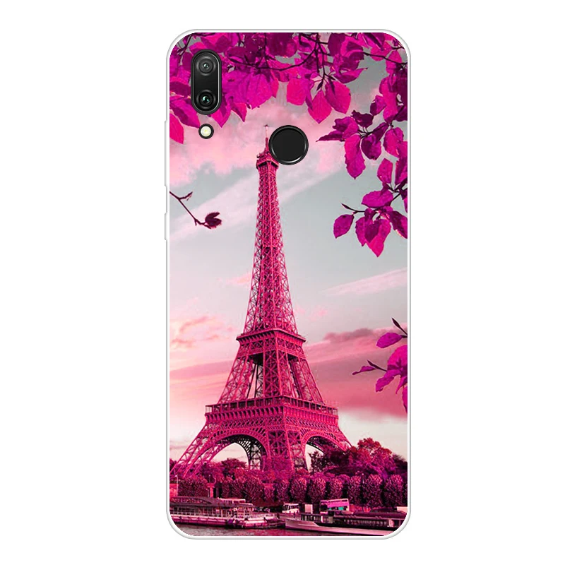 For Coque Huawei Y7 Case Phone Cover Soft Silicone Printing Back Case Fundas For Huawei Y7 Y 7 Y7 Pro Cover TPU - Цвет: Темно-бордовый