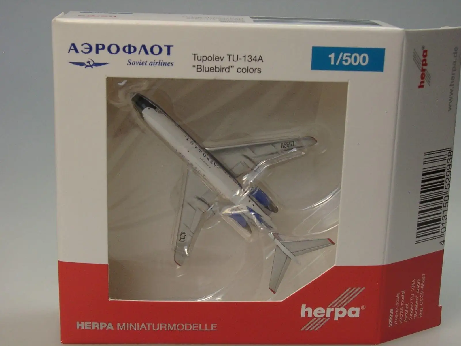Herpa Россия Аэрофлот Туполев TU-134A Bluebird цвета 1/500 литье под давлением модель самолета