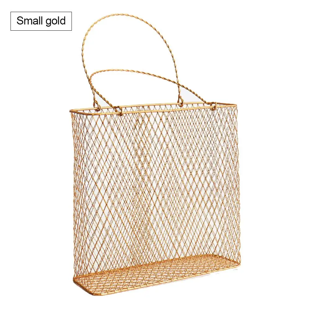 Wrought Iron Storage Basket Vintage Style Home Decorated Wall Mount Container For Magazines Books Storage - Цвет: D