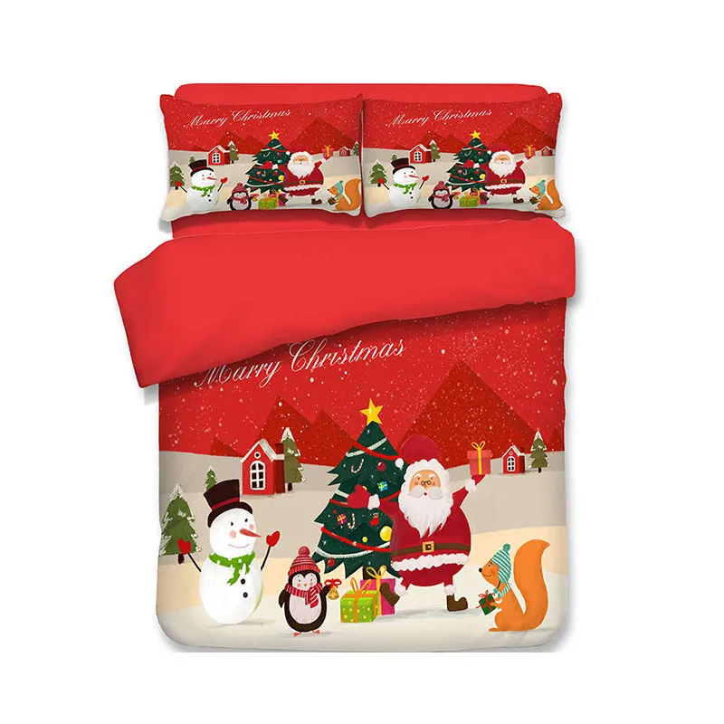 

3D Merry Christmas Bedding Set queen size Duvet Cover Red Santa Claus Home Textile Comforter Bed Set Gifts USA Size King twin