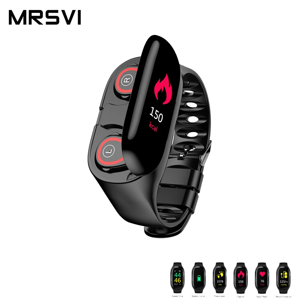 TWS+ Smart Watch With TWS Earphone Wearable Heart Rate Monitor Men Women Sports Wristband For Samsung Huawei Xiaomi Truck Driver