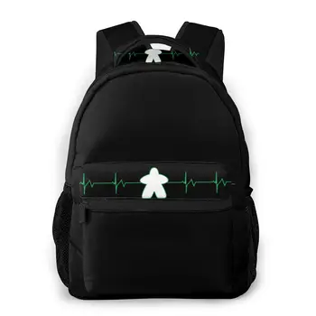 

My Heartbeat Is Gaming - Meeple Backpack for Girls Boys Travel Rucksack Settlers of Catan Printing
