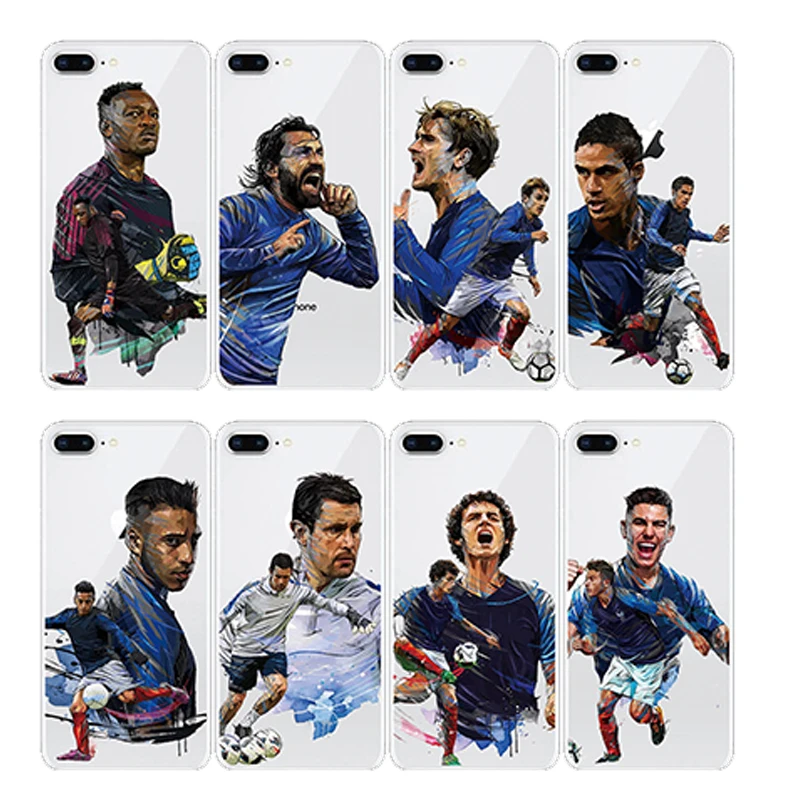 

Football players Transparent mobile phone soft shell cover for iphone 7P 8plus XR XS MAX 11 pro se 6 6s