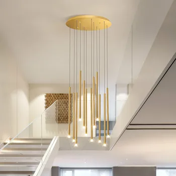 

1 Modern minimalist stair chandelier ceiling Nordic villa chandelier lighting gold / black / led chandelier for cafe restaurant