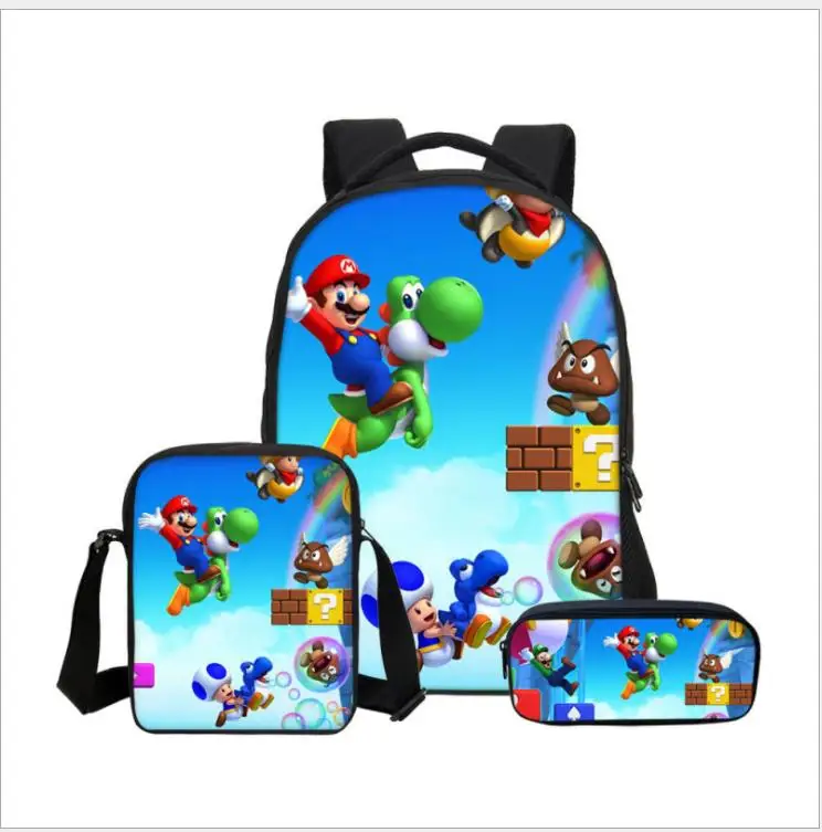 as pictures 3 шт./компл. Super Mario Bros Sonic зубная щётка для детей школьные сумки ортопедический рюкзак для школы для мальчиков и девочек Mochilas Infantil сумки с рисунком - Цвет: as pictures