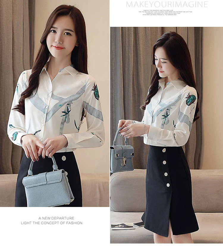 Женская шифоновая блузка, рубашка,, женская одежда, длинный рукав, Blusas, шифон, женские офисные блузки, с принтом, в полоску, в горошек, для девушек, OL, Топ
