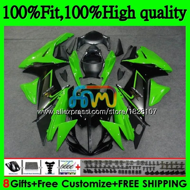 Инъекции для SUZUKI GSXR 600 750 GSXR750, возрастом 11, 12, 13, 14, 15, 39BS. 16 K11 GSXR600 2011 2012 2013 цвета: зеленый, черный обтекатель