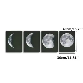 

New 4 Pieces Framed Moon Lunar Eclipse Canvas Printed Oil Paintings Wall Art Picture Posters Home Living Room Bedroom Decoration