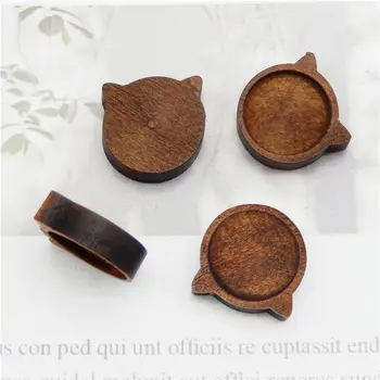 

10pcs Cat Wood Round Bezel Cup Tray Blank Base Glass Cabochon Charms For Necklace Crafts DIY Pendant Findings