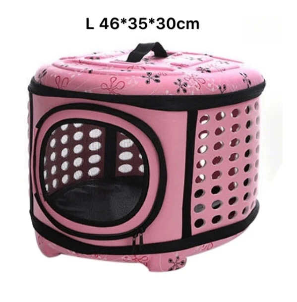 Pink L Модная сумка для домашних животных на открытом воздухе Портативный Pet дышащая сумка через плечо сумки из натуральной кожи пространство EVA кошка собака рюкзак, складная коляска для путешествий, сумка для кошек - Color: Pink L
