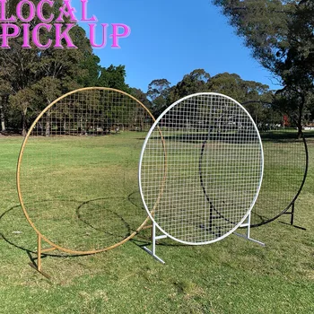 

pick up Wedding 200cm Diameter Round Metal Mesh Flower Arch Background home party Backdrop Stand Grid Iron Arch mesh Wedding De
