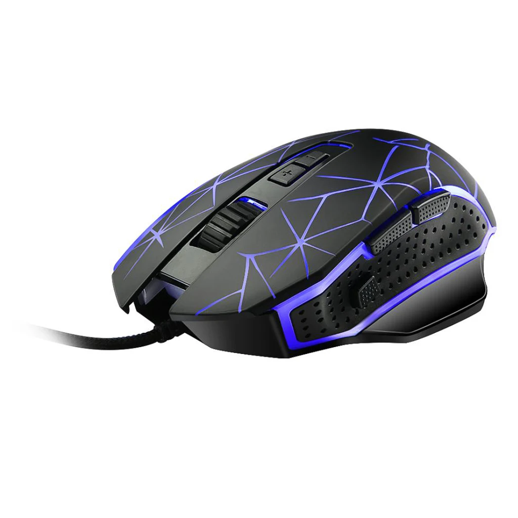 Optical Mouse Wired Colorful Lights G816 USB 9 Buttons DPI 1200-1600-2400-3200 For Laptop, Desktop Computer (Black)