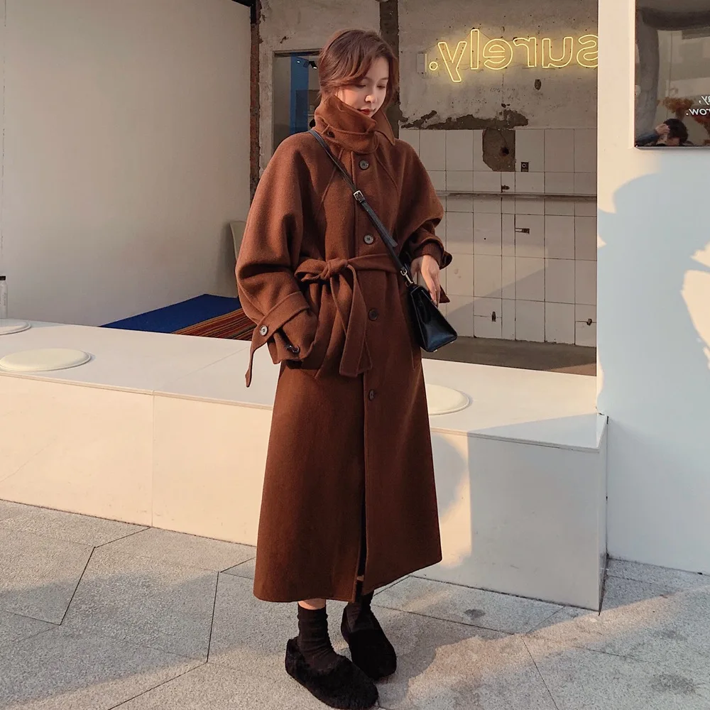 

Photo Shoot Elegant Woolen Jacket 2019 Winter New Style WOMEN'S Dress Retro British Style Single Breasted Waist Hugging Woolen O