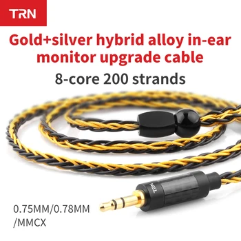 

TRN T1 8 Core 200 stands Gold Silver Mixed Plated 2Pin 0.75 2Pin 0.78 MMCX Earphone Upgrade Cable For TRN V90 V80 V20 V30