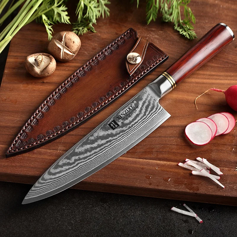 XINZUO Brand Chef Knife Leather Sheath Handmade Custom Italian First Layer Vegetable Tanned Leather Match Easier to Carry