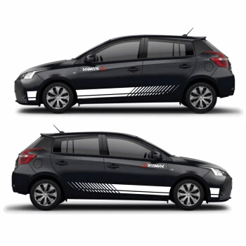 Спортивные полосы наклейки для автомобиля для TOYOTA YARIS 13-18 автомобиль обе стороны тела Спорт авто наклейки - Название цвета: Black car