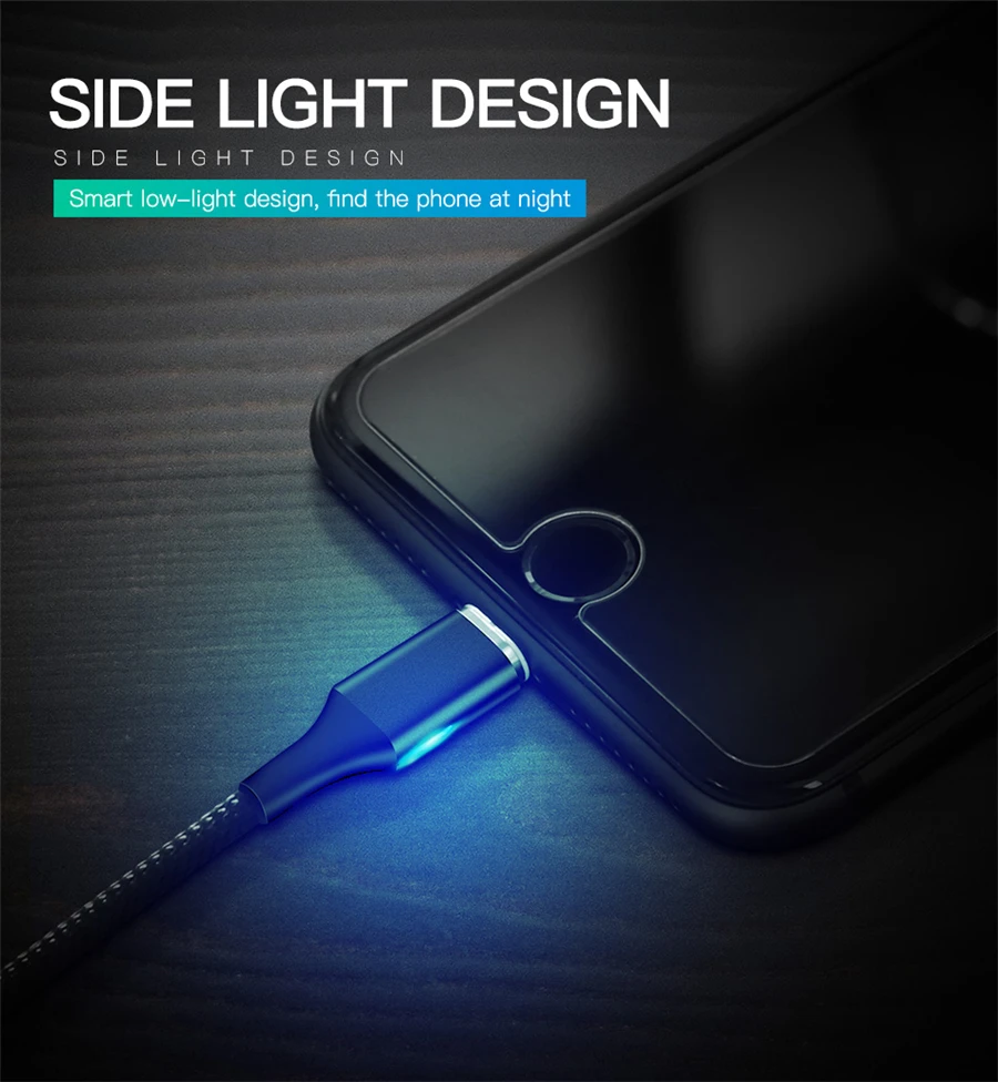 3A Magnetic Cable Micro USB Type C Fast Charging Data Cable For iPhone SAMSUNG S10+ S9 XIAOMI Mi9 QC3.0 LED Magnet Charger Wire (4)