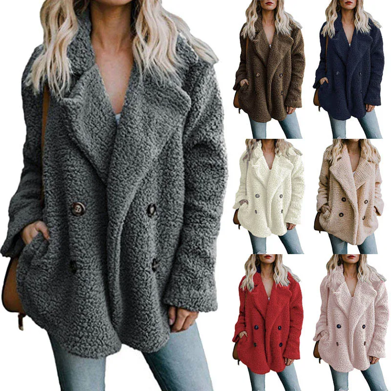 

Women Winter Jacket New Double-breasted Sweaters Loose Fur Jacket Women Outwear Women Coat Ladies Jacket Winter Pregnant Clothes