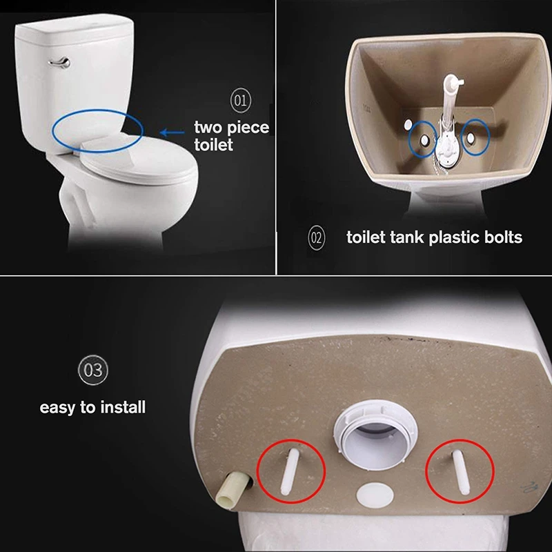 10 упаковок пластиковых болтов с шайбами подходит для крепления и ремонта унитаза или сиденья легко установить