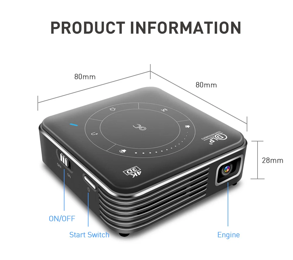 Smartldea Real 3D Mini Projector P11 Android9.0 5G WiFi Handheld 4K Proyector 5000mAh battery BT5.0 Personal Home Theater Beamer projector screen