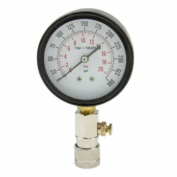 

300 PSI Pressure Gauge Accessory Engine Cylinder Meter Tester Flex Hose