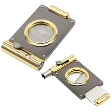 COHIBA Нержавеющая Сталь Сигары Резак Удар два в одном металлический Ppcket сигары удар Gillotine Портативный сигары ножницы нож для резки