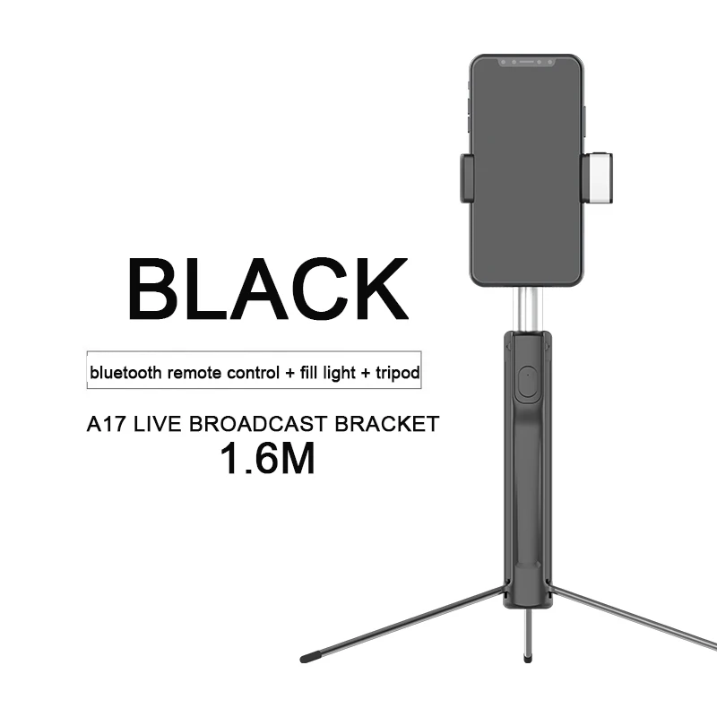 Селфи-Палка с Bluetooth для Apple IOS и Android Мини PortableTripod 80/160 см Красота светильник дополнительных лампы селфи-Палка с Bluetooth - Цвет: 160cm Black