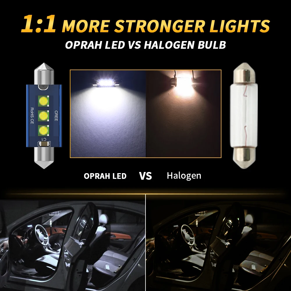 Canbus LED �ڵ��� ���׸��� ����, �ڵ� õ�� �� ���� ����, 12V ȭ��Ʈ 6000K, �佺�� C5W, C10W, 31, 36, 39, 42mm, ���� ����, 2 ��