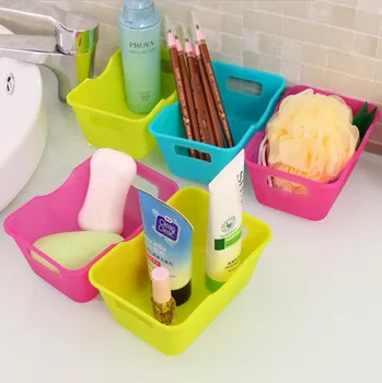 

Mini Cartoon Desktop Storage Box Plastic Candy-Colored Rectangular Desk Stationery Debris Finishing Box Compartment