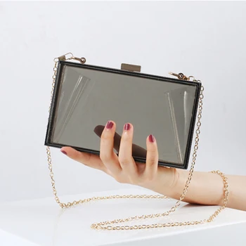 

Women Bag Party Small Square Color Shoulder Handbag Bag 2020 Women's Trend Transparent Luxury Evening Purse Designer