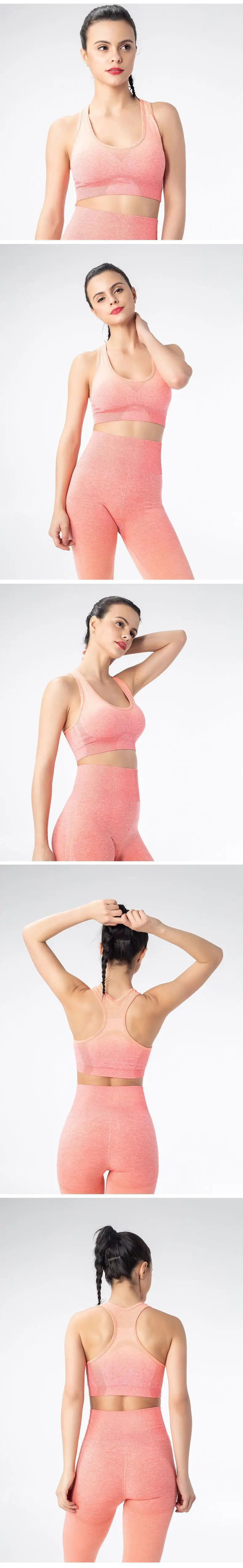 Gradient Yoga Bra Vest Sportswear Push Up Sports Bra Top Padded Training Workout Active Jogger Women Fitness Brassiere Gym Bra
