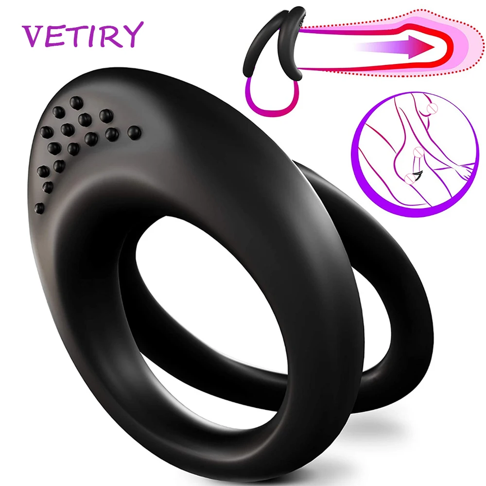 VETIRY pene anillo elástico escrotal vinculante demora la eyaculación estimulación del clítoris Dispositivo de Castidad masculino anillo de pene, Juguetes sexuales para hombres