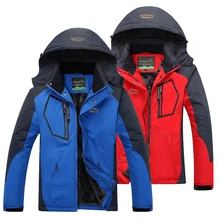 Лыжная куртка для мужчин, лыжный костюм, теплый лыжный сноубординг, зимняя уличная флисовая Толстая ветрозащитная одежда с капюшоном, спортивная одежда