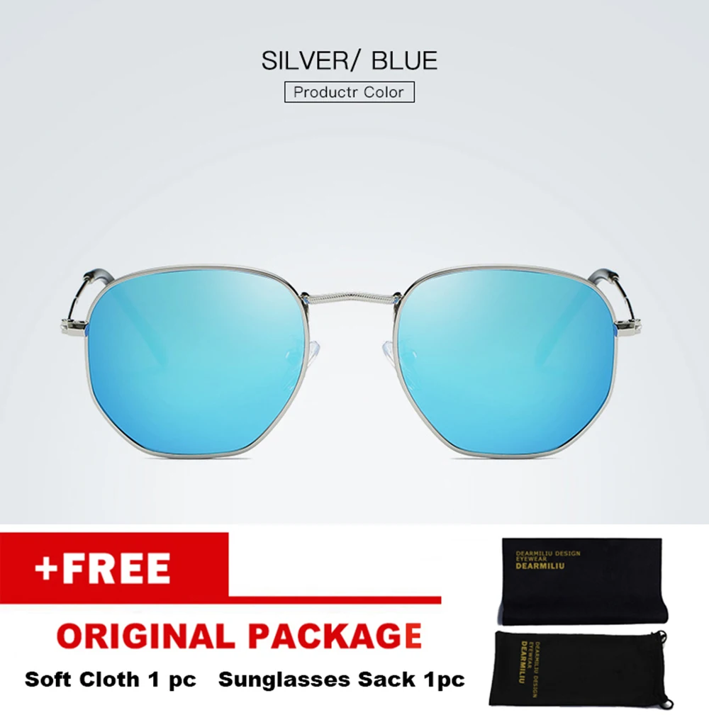DEARMILIU бренд Дизайн Классические поляризационные солнцезащитные очки с полигоном для женщин Винтажная оправа для вождения розовые солнцезащитные очки для мужчин UV400 для женщин - Цвет линз: Синий