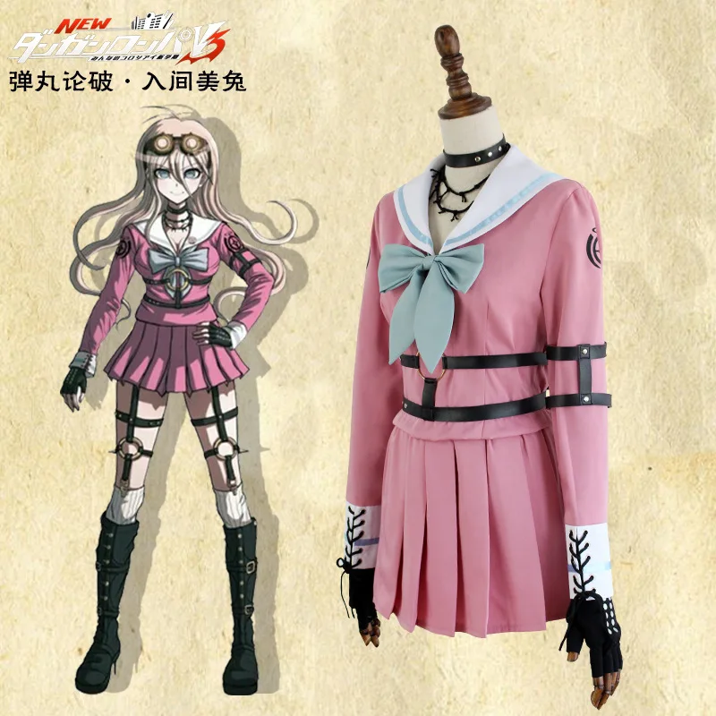 Хэллоуин Danganronpa V3: Killing Harmony Iruma Miu Кролик костюм японский красивый розовый костюм для девочки летняя школьная форма