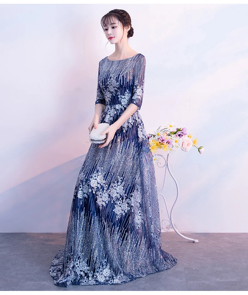 DEERVEADO Robe De Soiree полурукав вечернее платье длинное официальное вечернее платье для вечеринок DS502