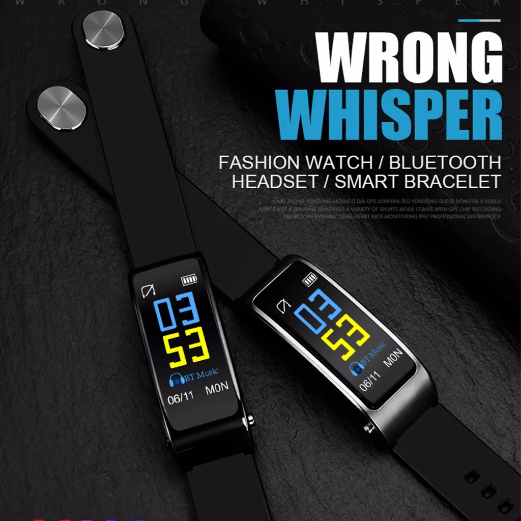 Plus 2-в-1 смарт-браслет с Bluetooth наушники умные часы 0,96 сердечного ритма долгое время стоять записывать ваши движения reloj